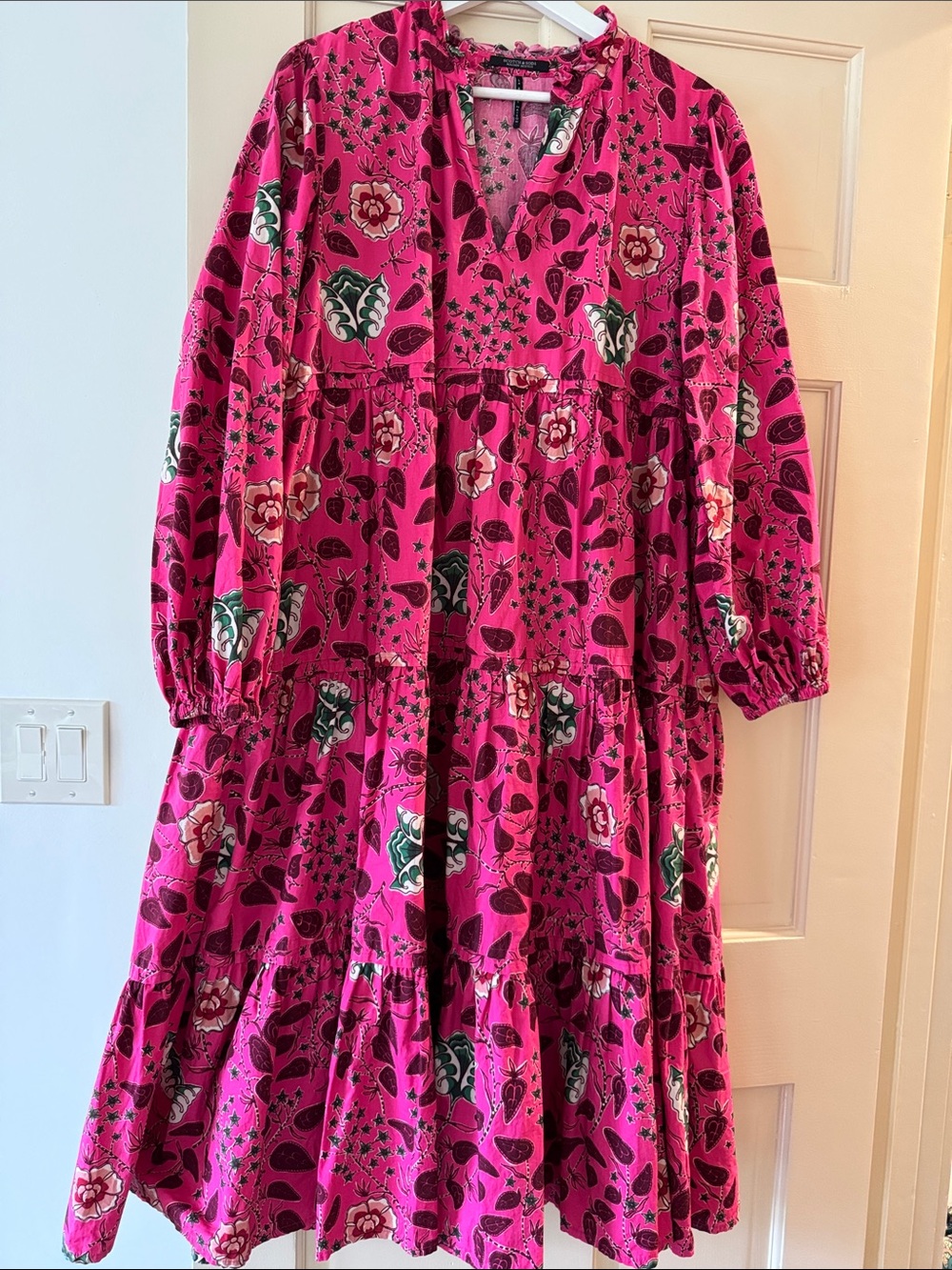 Scotch & Soda Fuchsia Floral Tiered Dress